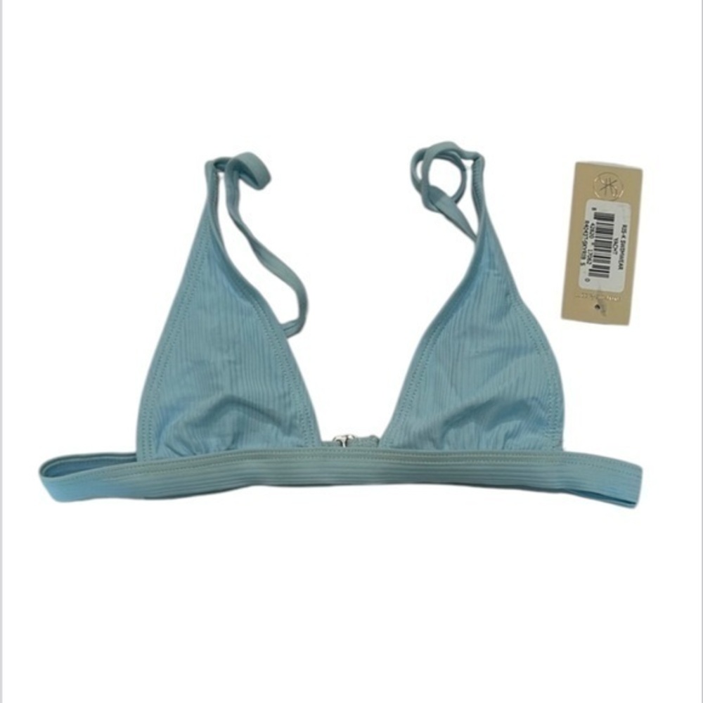 Ris-k Dippin' Daisy's Yacht Skyrib bikini swim top baby blue size S new